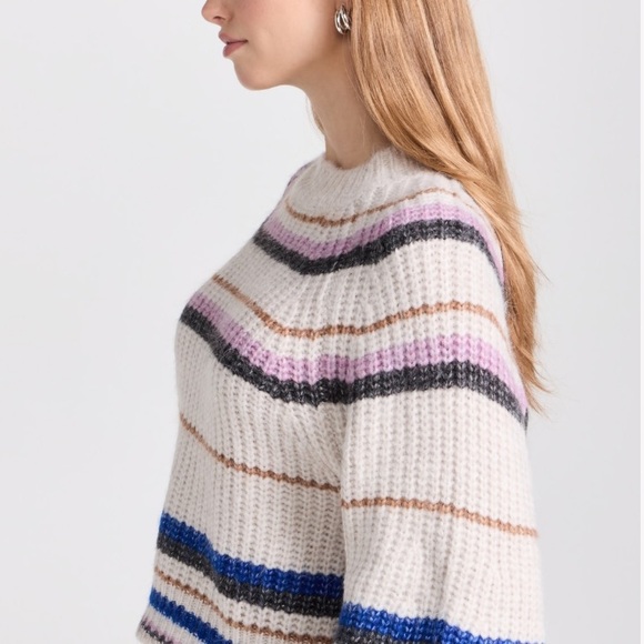 Z SUPPLY desmond lavender and blue stripe cream cozy sweater in multi Large - Picture 4 of 12